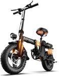 ZEFIORA Electric Bike, 250W Powerful Motor, 48V Removable Battery, 60 KM PAS Range, 14" Folding Ebike with Phone Holder & Lock, Electric Commuter Bicycle for Adults Teens (20AH, FS)