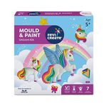 Fevicreate Mould & Paint Unicorn Kit | Create Adorable Plaster Badges & Fridge Magnets | Screen-Free Enagement | Contains Moulds, Paints, Brush & More | by Fevicol | Best Gift for Kids Age 5+ Years