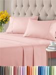 Twin XL 4 Piece Sheet Set - Breathable & Cooling Sheets - Hotel Luxury Sheets - 1 Flat Sheet, 1 Fitted Sheet & 2 Pillowcases - Deep Pocket - Easy Fit, Soft & Wrinkle Free - Twin XL Baby Pink Sheets