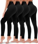 4 Pack Leggings for Women Butt Lift High Waisted Tummy Control No See-Through Yoga Pants Workout Running Leggings, 01-assort01, XX-Large