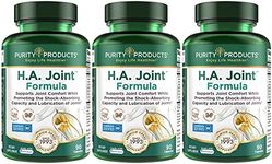 Purity Products HA Joint Formula Hyaluronic Acid + Key CoFactors - Joint + Skin Multi Collagen (Type I, II & III) - 5-Loxin - Olive Fruit Extract - Joint Flexibility + Mobility - 90 Capsules (3)