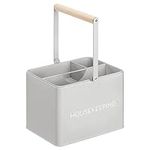 Navaris Cleaning Caddy with Handle - Metal Cleaning Product Storage Organiser Box for Housekeeping Products for Bathroom Kitchen Home - Grey Design