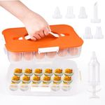 2-Layer Deviled Egg Containers with Lid, 36 Slots Deviled Egg Tray Carrier with Handle and Deviled Egg Injector Piping Tool, Portable Egg Storage Carrier Tray Platter for Party Picnic Travel (Orange)