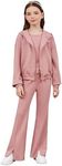 Floerns Girls Long Sleeve Hoodie Tank Split Flare Pants Set Three Piece Outfit Pink 13-14Y