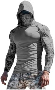 Men' Performance Fishing Hoodie Shirt UPF 50+ Sun Protection Long Sleeve UV SPF T-Shirts Rash Guard with Face Mask