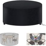 Garden Furniture Covers Patio Round Table Cover MAYHOUR Waterproof Windproof Drawstring 210D Oxford Fabric Outdoor Indoor Chair Desk Cover Anti-UV Snow Protection Black (73×43in/185×110cm)