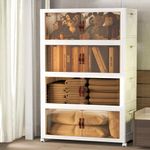 Thicken Stackable Storage Bins with Lid, Plastic Collapsible Storage Containers with Doors Wheels, 78QT Large Closet Storage Boxes Organizer for Dorm Home Office (4Pack)