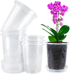 VINFUTUR 6pcs Macetas Orquídeas Transparente con Agujeros y Plato Maceteros Orquideas Macetas Flores Plástico Accesorios para Plantar Flores Jardín Huerto