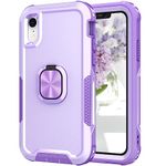 Knoowcase for iPhone XR Case Shockproof iPhone XR Phone Case with Ring Military Grade Full Protective TPU Bumper Hard PC Back Cover Built-in Magnetic Kickstand Car Mount Case, Purple