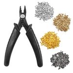 Bead Crimping Pliers and Tube Crimp Beads, lyfLux 1000 Pieces Jewelry Crimp Beads with Jewelry Bead Crimping Pliers for Jewelry Beading Making Supplies