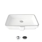 Stylish 20" Porcelain Rectangular Undermount Bathroom Sink with Overflow, P-209H (White with Chrome and Matte Black Overflow)