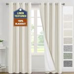 Smarcute 100% Blackout Curtains Linen Textured Thermal Curtains Block Out Light and Heat Eyelet Curtains for Bedroom/Living Room Set of 2 Panels,Each W132cm x D213cm,Heather Pale Oak