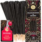 LOTS OF ZEN Frankincense and Myrrh Incense Sticks Smudge Kit (70 pcs) — 1-Hour Burning Spiritual Incense Sticks for Bad Energy Cleansing Kit — 100% Pure Frankincense and Myrrh Incense Sticks