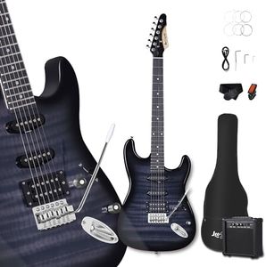 Leo Jaymz Beginner Electric Guitar - Poplar Body，Maple Neck and Ebony Fingerboard - Tremolo Bridge system (Black Flame）