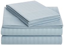 Amazon Basics Deluxe Striped Microfiber Bed Sheet Set - Queen, Spa Blue
