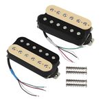 FLEOR High Output Alnico 5 Guitar Pickup Double Coil Humbucker Pickups Neck and Bridge Set (Cream+Black)