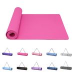 Good Nite Yoga Mat Exercise Mats Workout Pilates Fitness Mat for Women Men Non-Slip Thick 6mm High Density Gymnastics Mats with Carry Strap Tpe 183 x 61 x 0.6cm(Red Plum)