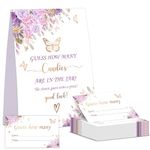 Butterfly Baby Shower Game, Guess How Many Candies Are in the Jar, Pack of 1 Sign and 50 Guessing Cards, Baby Shower Decoration, Gender Neutral - 06
