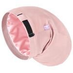 OLESILK Silk Bonnet Sleeping for Long Hair, 100% Mulberry Hair Bonnet for Braid, Silk Hair Wrap for Sleeping, Pink