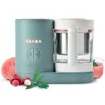 Béaba - Babycook Neo - Baby Food Maker - 4 in 1 : Food Processor, Blender and Cooker - Soft Steamer Cooking - Quick Homemade Baby Food - Glass Bowl - Stainless Steel Tub - Eucalyptus