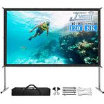 Projector Screen with Stand, Upgraded 3 Layers 120 inch 4K HD 16:9 Outdoor/Indoor Portable Front Projection Screen, Foldable Projection Screen with Carry Bag for Home Theater Backyard Movie