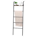 Towel Ladder, Bathroom Towel Rack, Blanket Ladder with Top Board, Free Standing Towel Holder Industrial Style,Towel Rail,Strong Storage Function, Metal Frame, Stable, Industrial