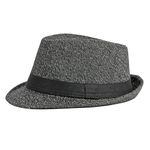 Fedora Trilby Hat for Men Short Brim Panama Hat British Vintage Wool Felt Jazz Cap Bowler Hat Jazz Dancers Gangsters Rapper Cowboy Gentleman Fedora Hat Roll-up Manhattan Hat for Party Dancing Stage