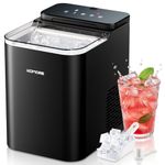 KOMORE Ice Maker Machine Touch Screen, Ice Machine 1.95L,16 Large Square Cubes in 11 Mins, 15KG/24H, 3 Ice Sizes, Self-Cleaning Ice Cube Maker With Scoop, Basket for Home/Office/Party/Bar