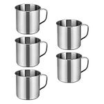 NUOBESTY 5pcs Coffee Mugs Stainless Steel Tea Cups Kids Camping Mugs