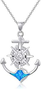 RMREWY Compass Necklace Sterling Silver Nautical Sailor Pendant Anchor Jewelry Graduation Gifts for Women Friends, sterling-silver,