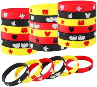 HQ-SITE 24PCS Mouse Rubber Wristbands for Kids Birthday Party Supplies and Mouse Themed Costume Cosplay Decoration