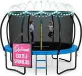 Trampoline for Kids and Adults - 8Ft 10Ft 12Ft 14FT Trampoline with Net - with Bonus Sprinkler and LED Lights/ASTM Certified/Extra Sturdy Recreational Outdoor Trampolines