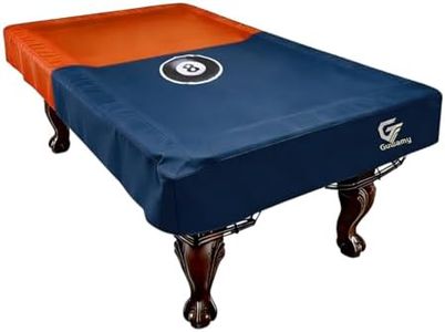 9FT Heavy Duty Leatherette Pool Table Cover (113"x63"x8"), Orange/Dark Blue