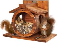 MIXUMON Wood Squirrel Feeder, Squirrel Feeders for Outside Winter, Wooden Chipmunk Feeder for Corn, Peanuts, Durable Box Easy to Fill with The Roof Can Be Opened