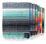 Benevolence LA Authentic Mexican Blanket, Yoga Blanket, Handwoven Mexican Blankets and Throws, Perfect as Serape Blanket, Outdoor Blanket, Picnic Blanket, Camping Blanket, 50x70 inches - Mint