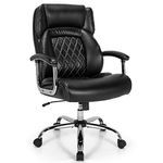 Giantex 500LBS Big and Tall Office Chair, Wide Seat Large Leather Executive Chair w/Heavy Duty Metal Base, Height Adjustable Swivel Computer Task Desk Chair, Padded Armrest, Rocking Backrest