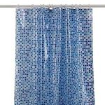 KAV Premium Fully Waterproof PEVA/Shower Curtain with Hygiene and Clean Technology - 180x180CM / 72x72in - Blue Mosaic Design for Home and Hotel Bathroom Decor (Blue Mosaic)