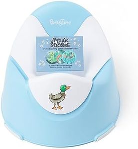 POTTY TIME New | Potty Training Seat by Potty Watch Inventor - Easy & Fun Toilet with Interactive 6 Reusable Color Changing Stickers and Potty Watch Included (Pond (Blue))