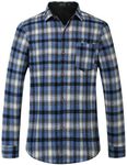 SSLR Flannel Shirt for Men, Long Sleeve Button Down Shirt Plaid Casual, Blue Black Flannel, Large