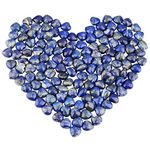 KYEYGWO Lapis Lazuli Puff Heart Healing Crystals Love Stone, Pocket Stones Palm Worry Stone for Reiki Meditation Balancing, 0.59" (pack of 10)