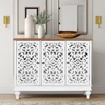 PHI VILLA Accent Cabinet with Doors - Farmhouse Credenza Cabinet for Living Room, Sideboard Buffet Cabinet with Storage White