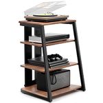 FITUEYES DESIGN HIFI Stand Record Player Stand 4-Tier Wooden Shelves for av amp/Turntable/Sky box/Xbox One/Printer Multifunctional Height Adjustable Load Capacity 50KG