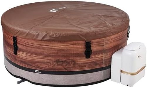 MSpa Duet 6-Person Inflatable Hot Tub with Thermal Cover, Energy-Efficient Round Bubble Massage Spa for Home Outdoor Relaxation, Woodgrain