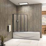 900x1400mm,4 Folds Glass Screen Over Bath Shower Door Panel