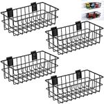 Hicarer 4Pcs Slatwall Basket Set Ventilated Metal Slatwall Baskets Hanging Storage Baskets for PVC Slatwall, Mounted Slatwall Accessories Storage Display on Garage Slatwall Panels (Black,12.5x6.5x4")