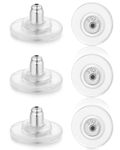 6 PCS Silver Locking Earring Backs for Studs Droopy Ears Heavy Earrings, 925 Sterling Silver Earrling Lifters Hypoallergenice Seucre Earring Backs Replacements for Women Men (Silver)