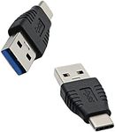 2 Pack Type-C Male to USB3.0 Male Adapter, tunghey USB C to USB A 5G 3A Converter, USB 3.1 AM to cm Support Data Synchronization and Charging, Suitable for Mobile Phones, Computers, Notebook Computers