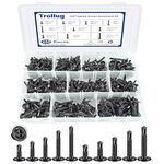 450PCS Self Tapping Screws for Metal, 410 Stainless Steel Self Drilling Screws #8#10 Truss Head Sheet Metal Screws Assortment Kits, Length 1/2" to 1-1/4'' (Black)