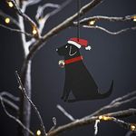 Sweet William Black Labrador Christmas Decoration, Wood, 10x10x0.5 cm