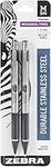 Zebra Pen M-301 Stainless Steel Mechanical Pencil, 0.7mm Point Size, Standard #2 HB Lead, Black Grip, 2-Count, 54312